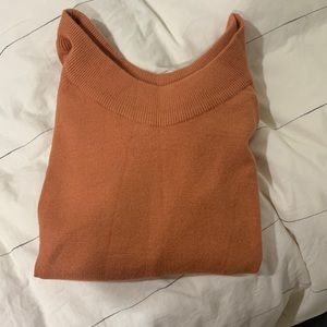 New burnt orange off the shoulder sweater